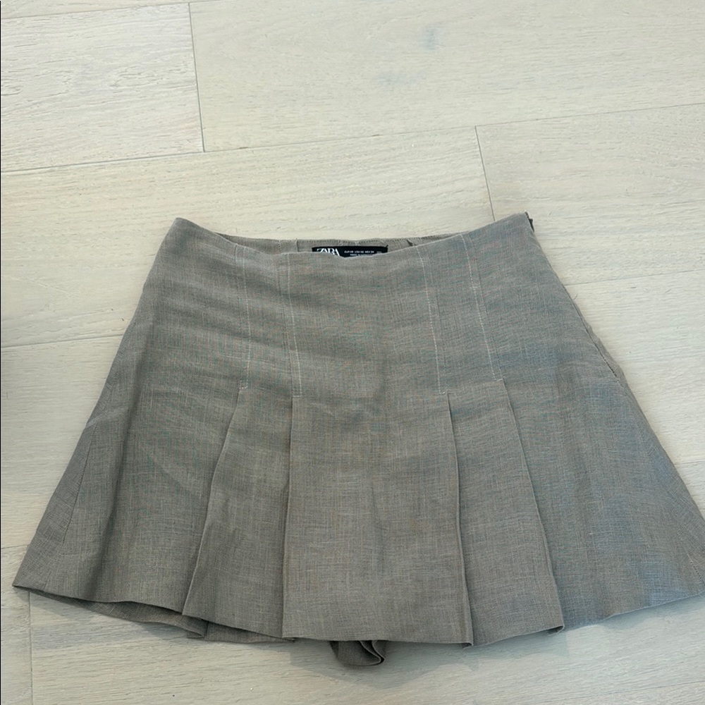 Zara pleated linen mini skort NWOT